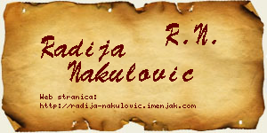 Radija Nakulović vizit kartica